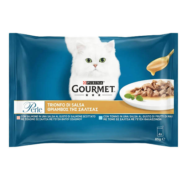 GOURMET PERLE ΓΑΤΟΤΡΟΦΗ (4x85gr) - (ΦΙΛΕΤΑΚΙΑ ΤΟΝΟΣ - ΣΟΛΩΜΟΣ)
