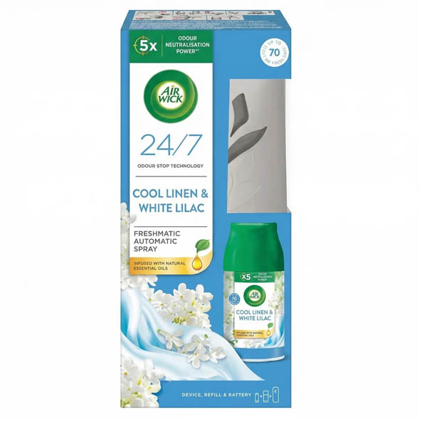 AIR WICK FRESH MATIC ΣΥΣΚΕΥΗ + ΑΝΤ/ΚΟ 250ml - (COOL LINEN)