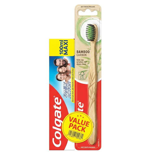 COLGATE FAMILY ACTION 100ml + ΟΔΟΝΤΟΒΟΥΡΤΣΑ BAMBOO CARBON