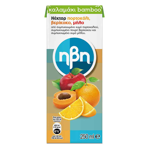 ΗΒΗ ΧΥΜΟΣ 250ml - (ΠΟΡΤΟΚΑΛΙ-ΜΗΛΟ-ΒΕΡΥΚΟΚΟ)