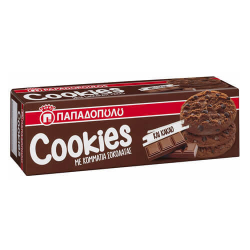 ΠΑΠΑΔΟΠΟΥΛΟΥ COOKIES 180gr. - (ΚΑΚΑΟ ΚΑΙ ΚΟΜ. ΣΟΚΟΛΑΤΑΣ)