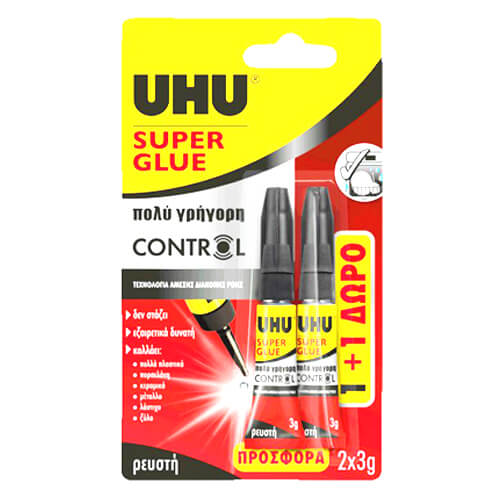 UHU ΚΟΛΛΑ SUPER GLUE 3gr - (1+1 ΔΩΡΟ)