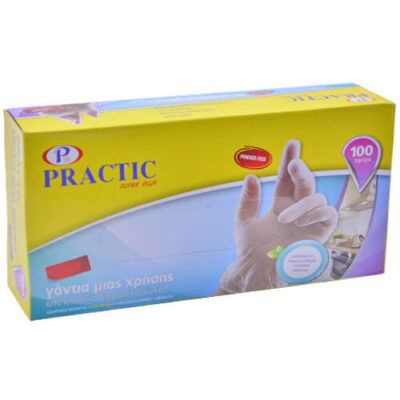 PRACTIC ΓΑΝΤΙΑ ΒΙΝΥΛΙΟΥ ΑΠΟΥΔΡΑΡΙΣΤΑ (100τεμ.) - (X-LARGE) (ΔΙΑΦΑΝΑ)