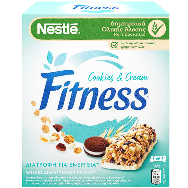 NESTLE BARS FITNESS 23,5gr. - (COOKIES ΚΑΙ CREAM) (6τεμ)