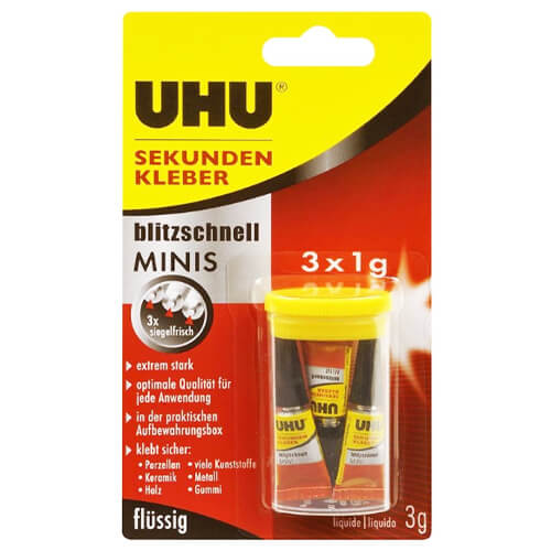 UHU SUPER GLUE MINIS BLISTER 1gr - (3+1 ΔΩΡΟ)
