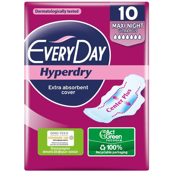 EVERYDAY ΣΕΡΒΙΕΤΕΣ HYPERDRY 10τεμ. - (MAXI NIGHT ULTRA PLUS) (1836Δ)