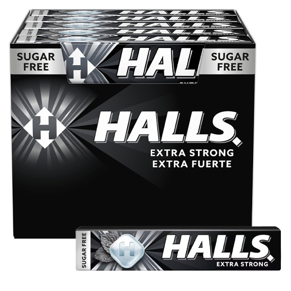 HALLS ΚΑΡΑΜΕΛΕΣ 20x32gr - (EXTRA STRONG) (SUGAR FREE) (ΜΑΣΟΥΡΙ)
