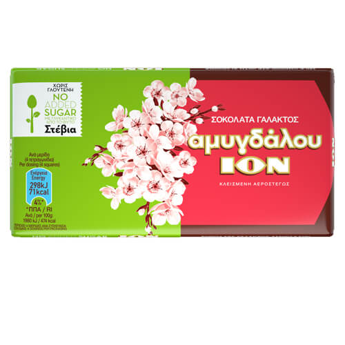 ΙΟΝ ΣΟΚΟΛΑΤΑ ΓΑΛΑΚΤΟΣ ΑΜΥΓΔΑΛΟΥ  60gr. - (ΣΤΕΒΙΑ) (No 2232)