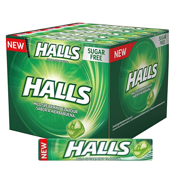 HALLS ΚΑΡΑΜΕΛΕΣ 20x32gr - (MILD SPEARMINT) (SUGAR FREE) (ΜΑΣΟΥΡΙ)