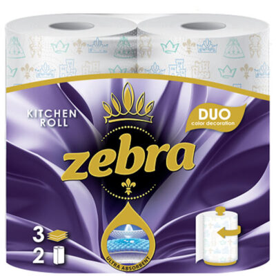 ZEBRA ΧΑΡΤΙ ΚΟΥΖΙΝΑΣ 2 ΡΟΛΑ 3Φ - (DUO)