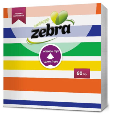 ZEBRA ΧΑΡΤΟΠΕΤΣΕΤΑ  60τεμ. (33x33cm) - (EASY OPEN)