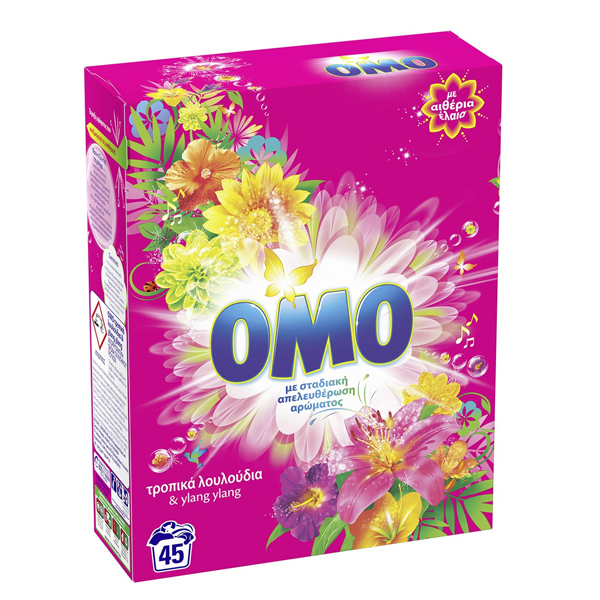 OMO ΣΚΟΝΗ ΠΛΥΝΤΗΡΙΟΥ 45μεζ. (2,520kg) - (ΤΡΟΠΙΚΑ ΛΟΥΛΟΥΔΙΑ)
