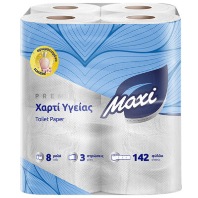 MAXI ΧΑΡΤΙ ΥΓΕΙΑΣ 3φυλλο  80gr. ΑΡΩΜΑ - (8 ΡΟΛΑ) (DECO) (3010024)