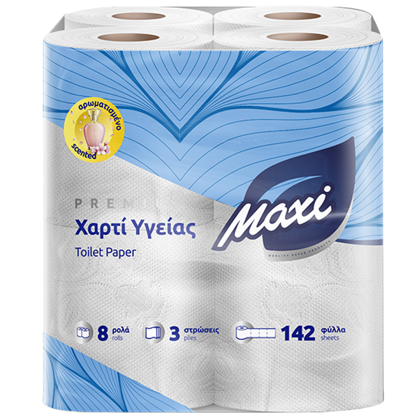 MAXI ΧΑΡΤΙ ΥΓΕΙΑΣ 3φυλλο  80gr. ΑΡΩΜΑ - (8 ΡΟΛΑ) (DECO) (3010024)
