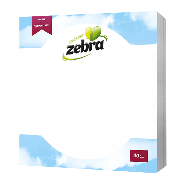 ZEBRA ΧΑΡΤΟΠΕΤΣΕΤΑ  40τεμ. (28x28cm) - (ΛΕΥΚΗ)