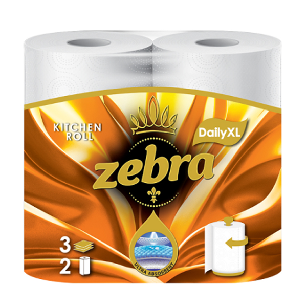 ZEBRA ΧΑΡΤΙ ΚΟΥΖΙΝΑΣ 2 ΡΟΛΑ 3Φ - (DAILY XL)