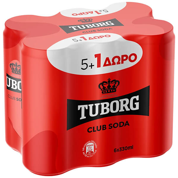 TUBORG SODA ΚΟΥΤΙ 330ml - (5+1 ΔΩΡΟ)
