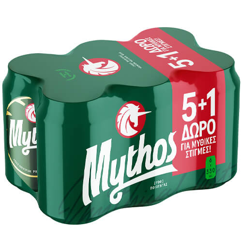 MYTHOS ΜΠΥΡΑ ΚΟΥΤΙ 330ml - (5+1 ΔΩΡΟ)
