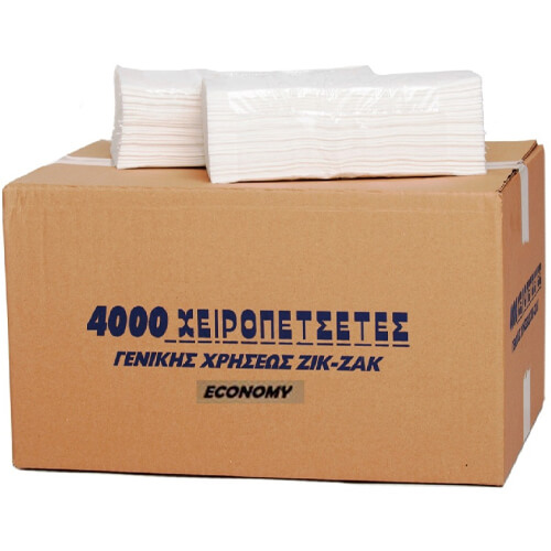 MAXI ΧΕΙΡΟΠΕΤΣΕΤΑ ΖΙΚ ΖΑΚ (20x200τεμ.) - (ΛΕΥΚΗ) (ECONOMY)