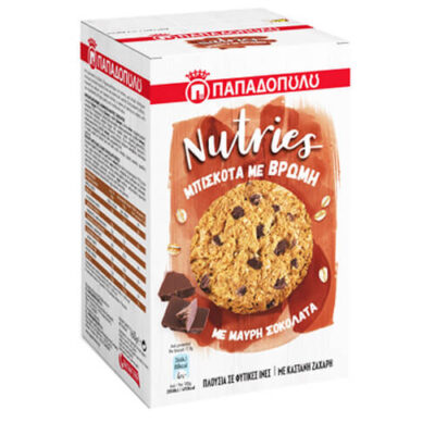 ΠΑΠΑΔΟΠΟΥΛΟΥ ΜΠΙΣΚΟΤΑ NUTRIES 150gr. - (ΜΑΥΡΗ ΣΟΚΟΛΑΤΑ)