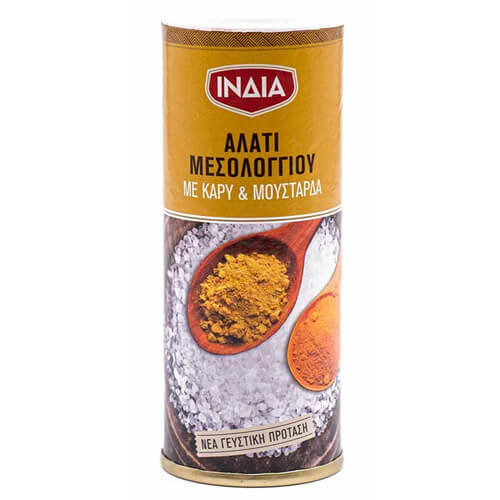 ΙΝΔΙΑ ΑΛΑΤΙ ΜΕΣΟΛΟΓΓΙΟΥ ΜΕ ΚΑΡΥ ΚΑΙ ΜΟΥΣΤΑΡΔΑ 70gr.