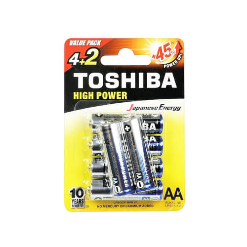 TOSHIBA ΜΠΑΤΑΡΙΑ AA (4+2τεμ.) - ΑΛΚΑΛIKH - (ΜΕ ΦΟΡΟ 0,02€)