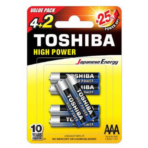 TOSHIBA ΜΠΑΤΑΡΙΑ AAA (4+2τεμ.) ΑΛΚΑΛΙΚΗ - (ΜΕ ΦΟΡΟ 0,02€)