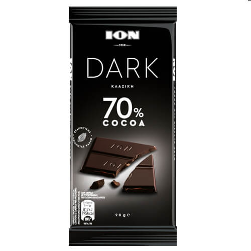 ΙΟΝ ΣΟΚΟΛΑΤΑ ΥΓΕΙΑΣ DARK 90gr. - (70% ΚΑΚΑΟ) (No 3026)
