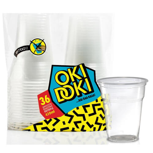 OKI DOKI ΠΛΑΣΤΙΚΟ ΠΟΤΗΡΙ 430ml (36τεμ.) - (ΔΙΑΦΑΝΟ)