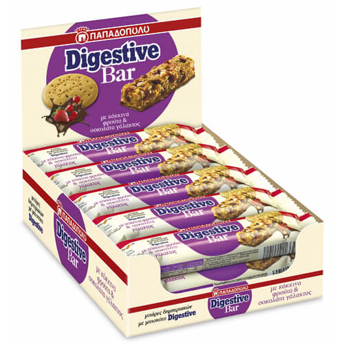 ΠΑΠΑΔΟΠΟΥΛΟΥ DIGESTIVE BARS (10x28gr.) - (ΚΟΚΚΙΝΑ ΦΡΟΥΤΑ ΚΑΙ ΣΟΚΟΛΑΤΑ)