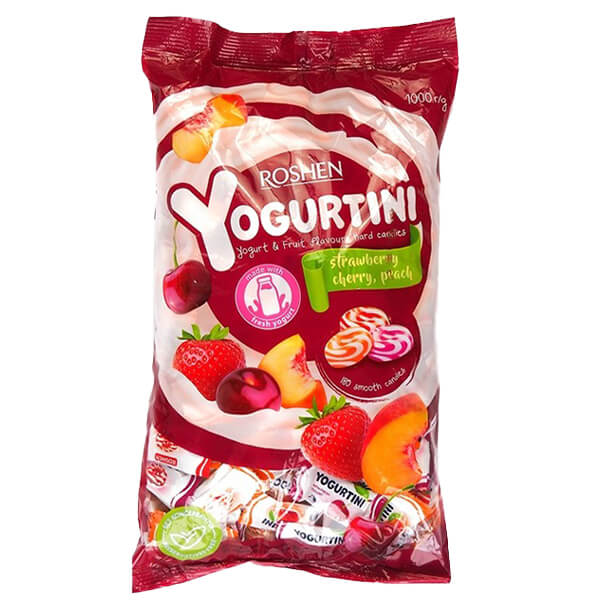 ROSHEN YOGURTINI ΚΑΡΑΜΕΛΕΣ 1kg. - (ΦΡΑΟΥΛΑ-ΚΕΡΑΣΙ-ΡΟΔΑΚΙΝΟ)