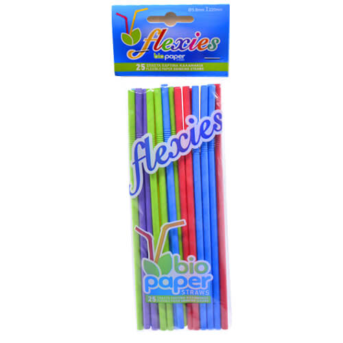 BIO PAPER XΑΡΤΙΝΟ ΚΑΛΑΜΑΚΙ ΣΠΑΣΤΟ 22cm - (ΠΟΛΥΧΡΩΜΟ) (25τεμ.)