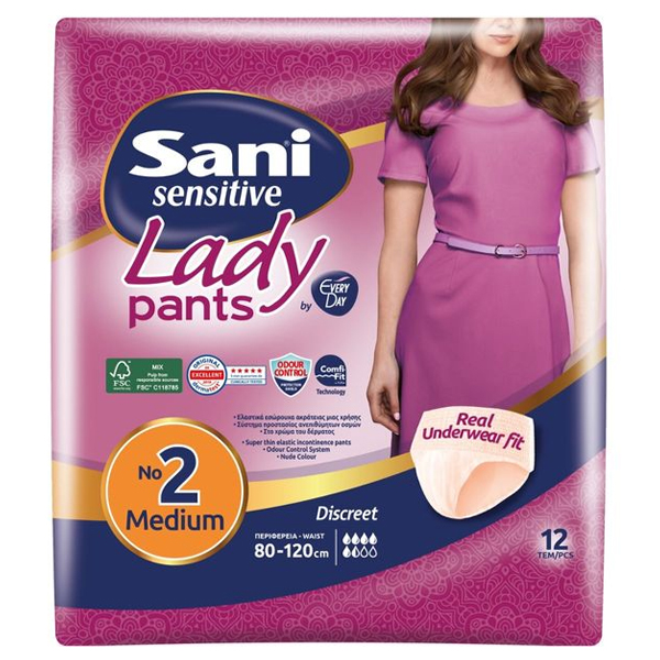 SANI LADY PANTS ΑΚΡΑΤΕΙΑΣ Νo2 (12τεμ.) - (MEDIUM)