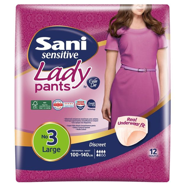 SANI LADY PANTS ΑΚΡΑΤΕΙΑΣ Νo3 (12τεμ.) - (LARGE)