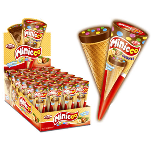 MINICCO CORNET ΧΩΝΑΚΙΑ ΠΡΑΛΙΝΑΣ ΦΟΥΝΤΟΥΚΙΟΥ (24x25gr)