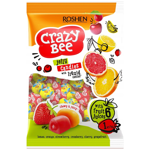 ROSHEN CRAZY BEE ΖΕΛΕΔΑΚΙΑ 1kg - (6 FRUIT JUICES)