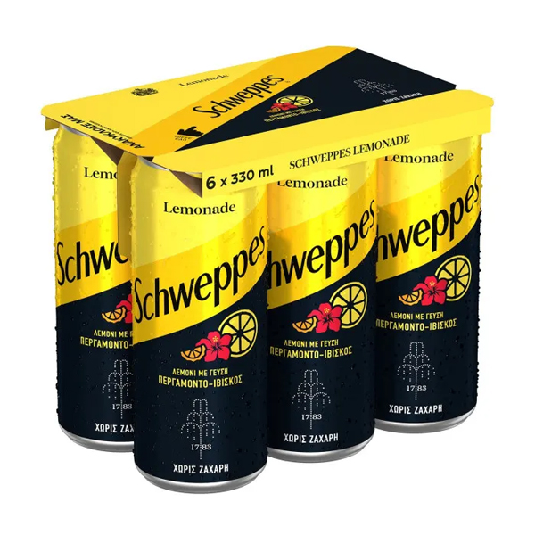 SCHWEPPES ΛΕΜΟΝΙ ΜΕ ΠΕΡΓΑΜΟΝΤΟ ΚΑΙ ΙΒΙΣΚΟ (6x330ml)