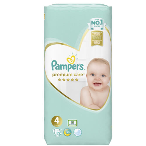 PAMPERS ΠΑΝΕΣ PREMIUM CARE Νο4 (52τεμ.) (9-14kg) (JUMBO)