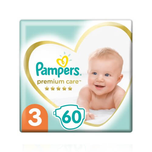 PAMPERS ΠΑΝΕΣ PREMIUM CARE Νο3 (60τεμ.) (6-10kg) (JUMBO)