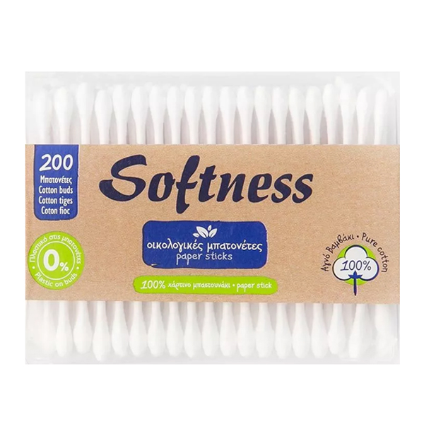 SOFTNESS ΩΤΟΚΑΘΑΡΙΣΤΕΣ 200τεμ. - (KAΣETINA) (PAPER STICK)