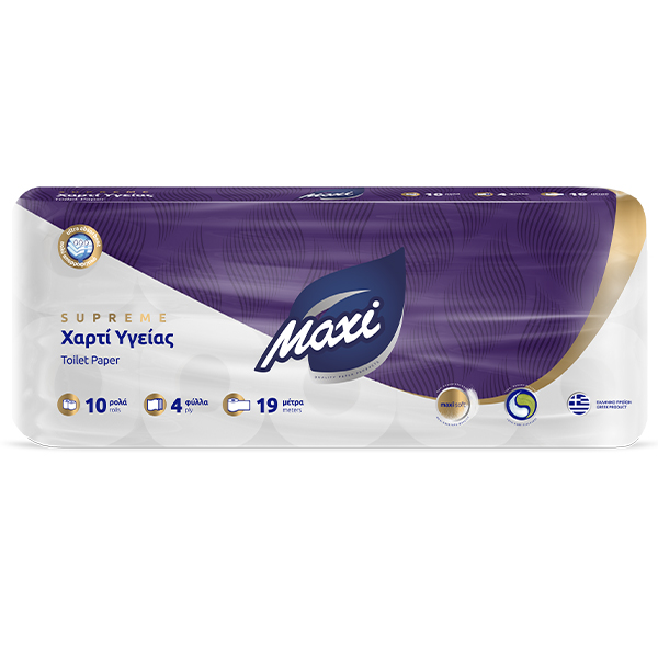 MAXI ΧΑΡΤΙ ΥΓΕΙΑΣ 4φυλλο 120gr. - (10 ΡΟΛΑ) (DECO) (3010041)