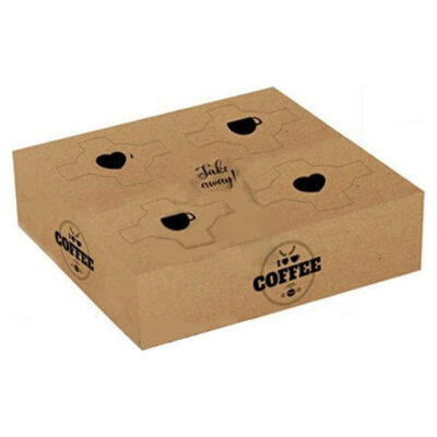 ΠΟΤΗΡΟΘΗΚΗ 4 ΘΕΣΕΩΝ (100τεμ.) - (ΚΡΑΦΤ)  (TAKE AWAY) EASY OPEN