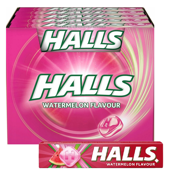 HALLS ΚΑΡΑΜΕΛΕΣ 20x32gr - (WATERMELON) (SUGAR FREE) (ΜΑΣΟΥΡΙ)