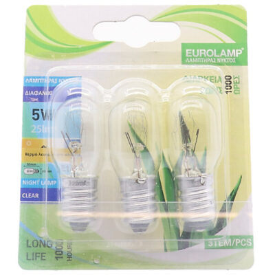 EUROLAMP ΛΑΜΠΑ ΝΥΧΤΟΣ 5W E14 ΔΙΑΦΑΝΗ 3ΤΜΧ BLISTER 220-240V - (800-88180)