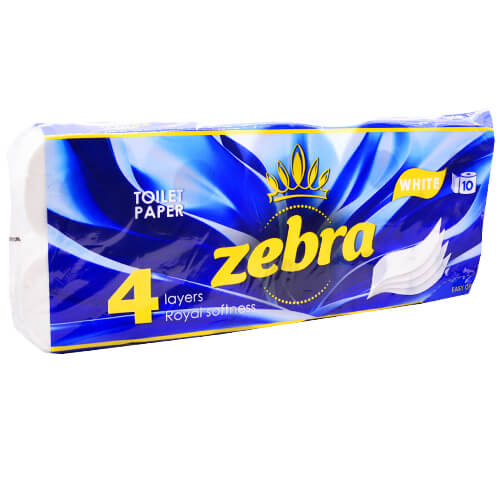 ZEBRA ΧΑΡΤΙ ΥΓΕΙΑΣ 10 ΡΟΛΑ 4Φ - (ΛΕΥΚΟ)