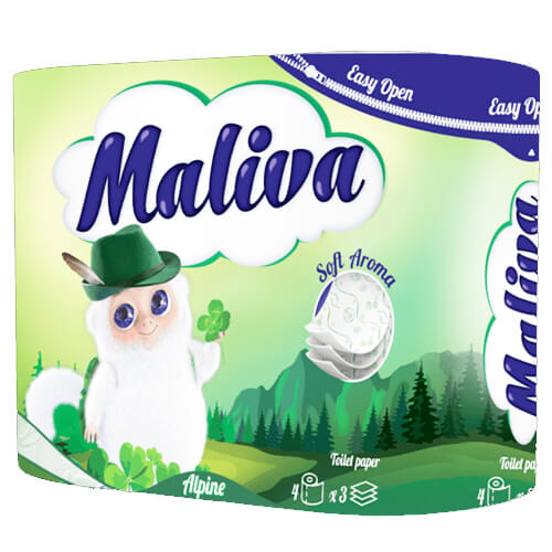 MALIVA ΧΑΡΤΙ ΥΓΕΙΑΣ  4 ΡΟΛΑ 3Φ - (ALPINE)