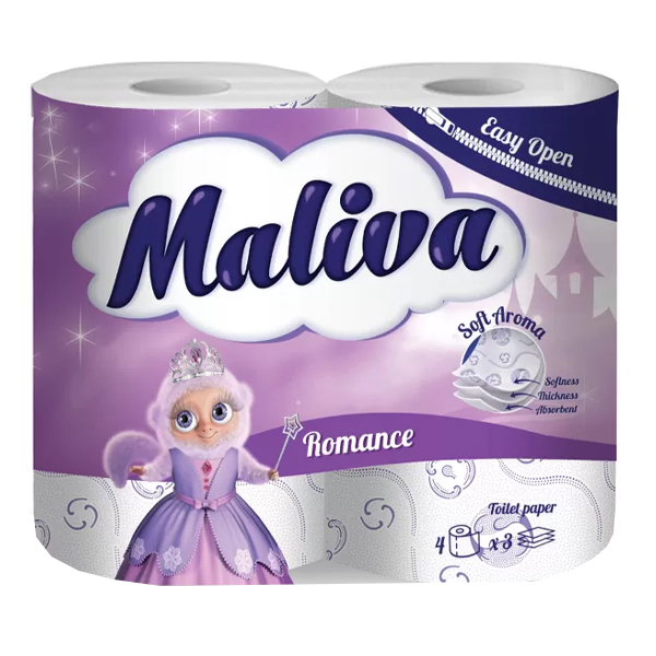 MALIVA ΧΑΡΤΙ ΥΓΕΙΑΣ  4 ΡΟΛΑ 3Φ - (ROMANCE)