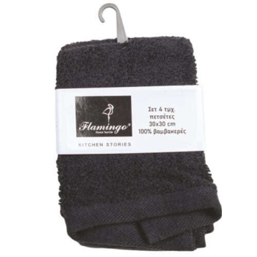 ΠΕΤΣΕΤΑ LAVETES ΜΑΥΡΗ 100% BAΜΒAKI (30x30cm) (4τεμ) 480gr.