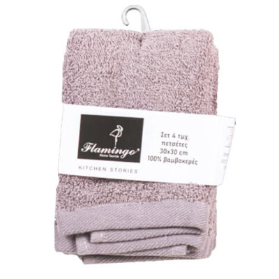 ΠΕΤΣΕΤΑ LAVETES ΓΚΡΙ 100% BAΜΒAKI (30x30cm) (4τεμ) 480gr.