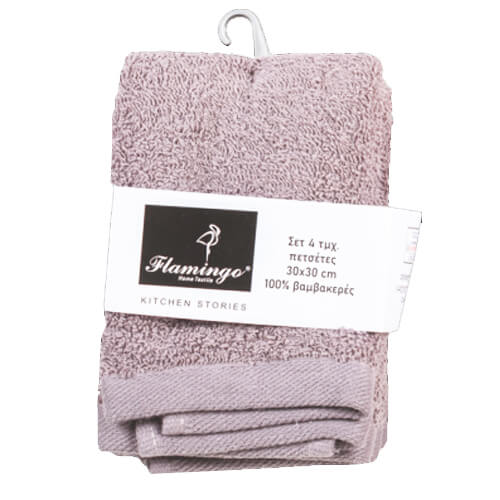 ΠΕΤΣΕΤΑ LAVETES ΓΚΡΙ 100% BAΜΒAKI (30x30cm) (4τεμ) 480gr.